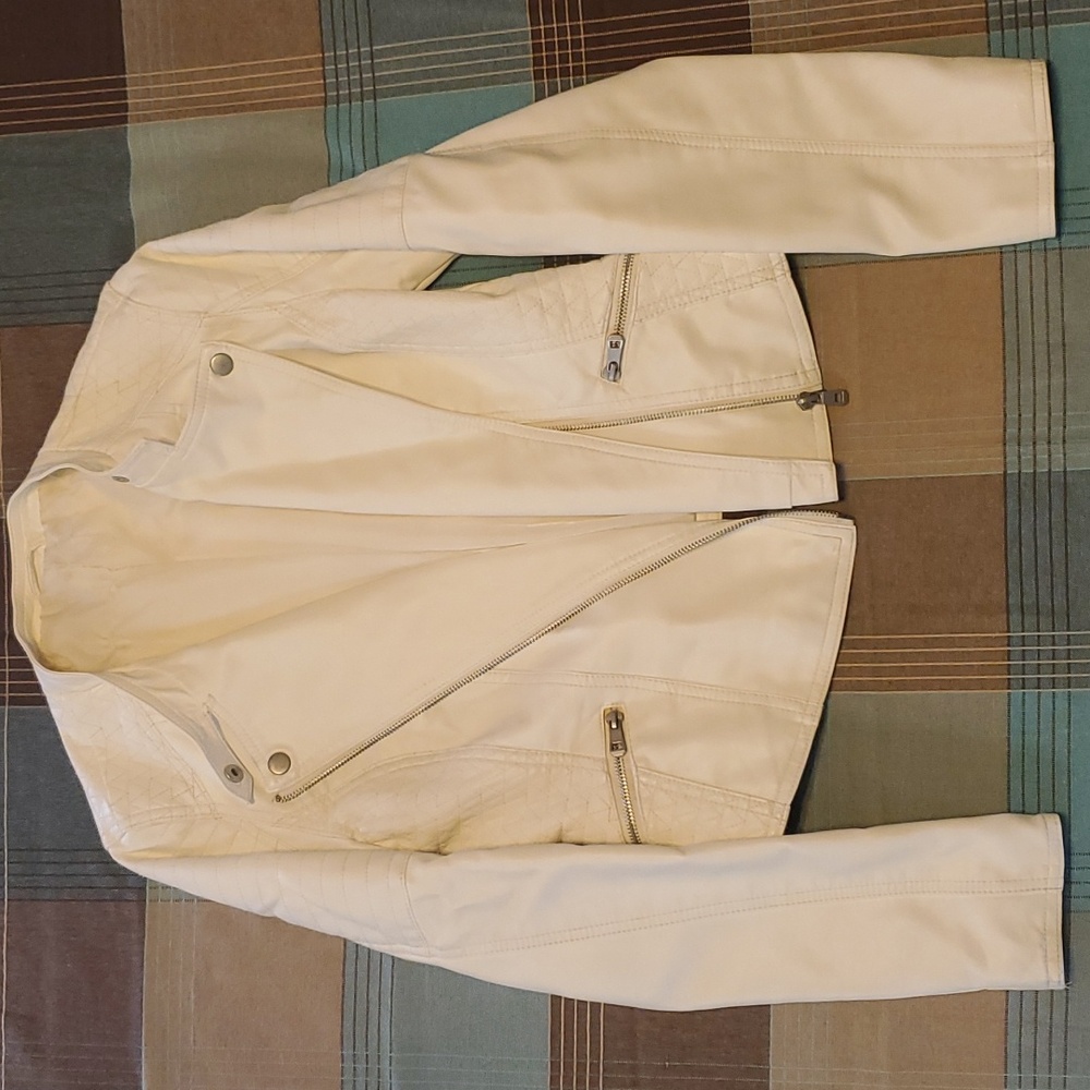 Vintage Off White Motorcycle Jacket Size XS